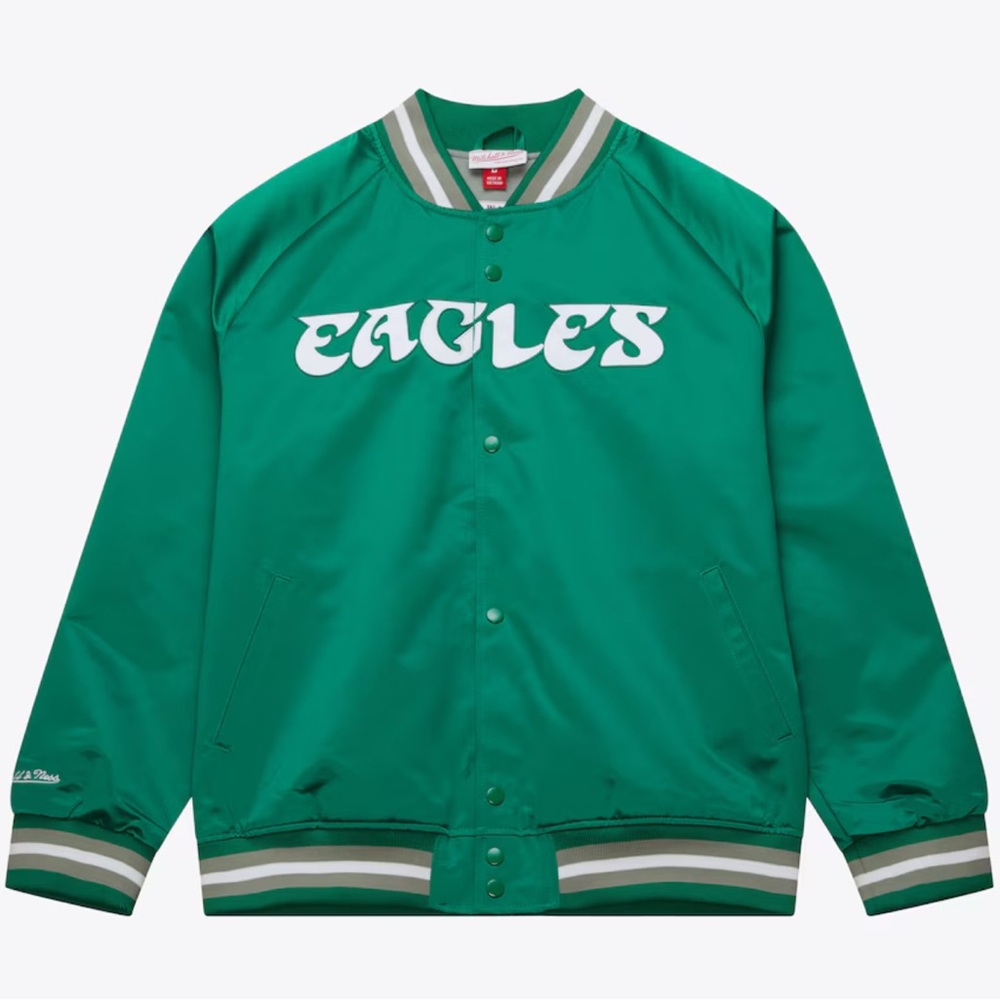 Men’s Kelly Green Philadelphia Eagles Satin Raglan full snap jacket NWT